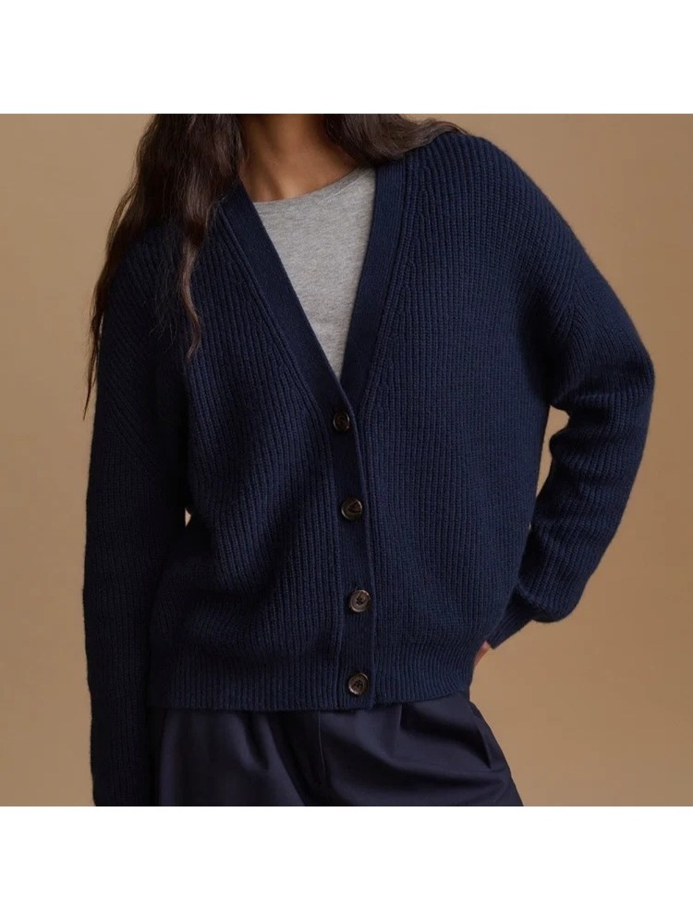 Jenni Kayne Size XL Cropped Cashmere Cocoon Cardigan (Navy) Brand New